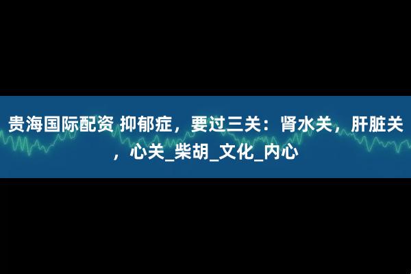 贵海国际配资 抑郁症，要过三关：肾水关，肝脏关，心关_柴胡_文化_内心