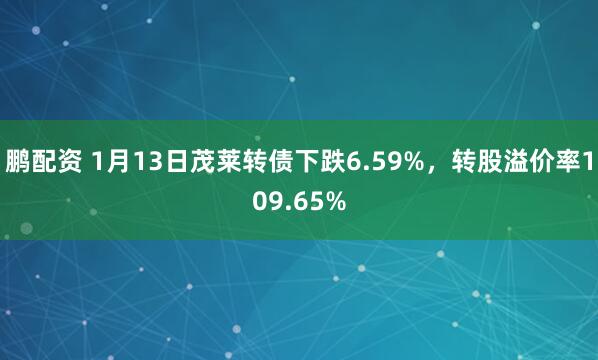 鹏配资 1月13日茂莱转债下跌6.59%,转股溢价率109.65%